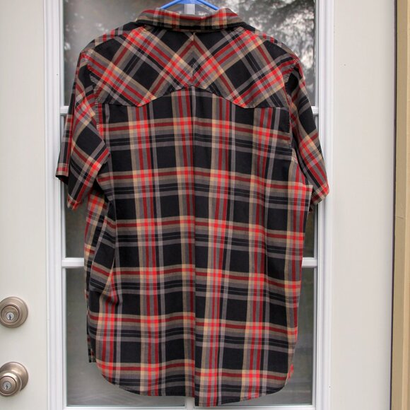 The North Face Red, Black, and Tan Snap Button Front Lightweight Shirt - Picture 8 of 8